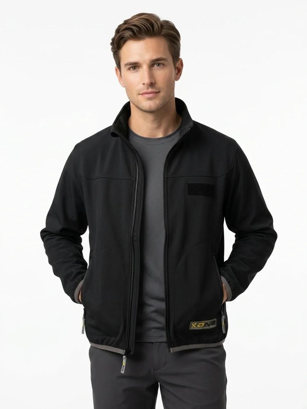 Descente Softshell Jacket Fleece Lined Full Zip Black S